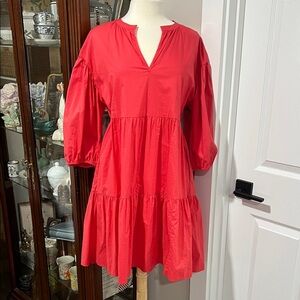 Sundry by EVEREVE Bold Coral Long Sleeve Dress